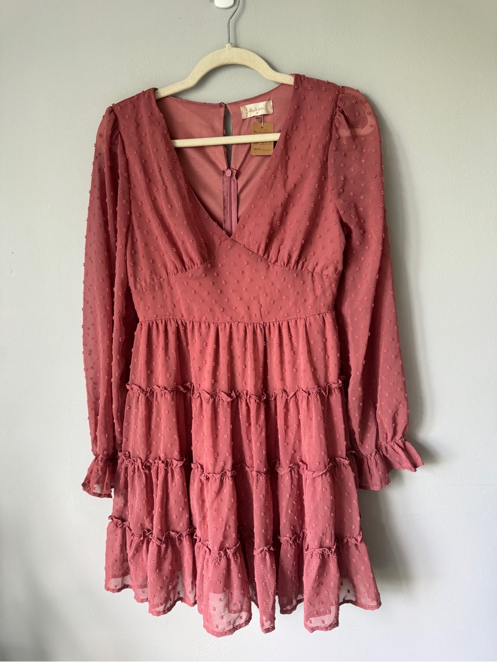 Altar'd State Dusty Rose Tiered V-Neck Mini Dress